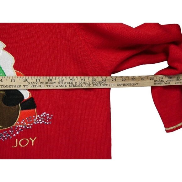 Ugly Christmas Sweater Sz XXL Santa Claus Red Sequin Applique Embroidered - Picture 9 of 11